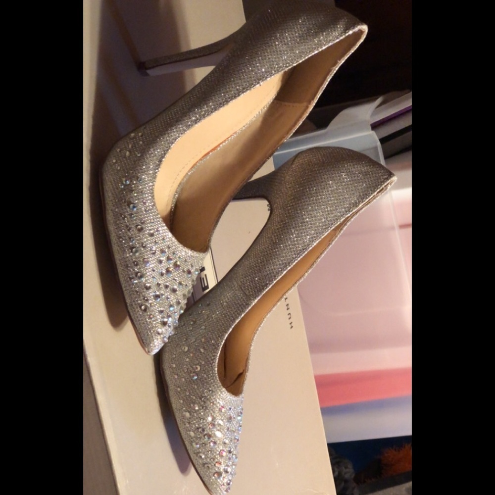Silver glitter heels